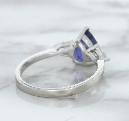 1.80ct. Pear Blue Sapphire Ring with Diamond Accents in 18K White Gold