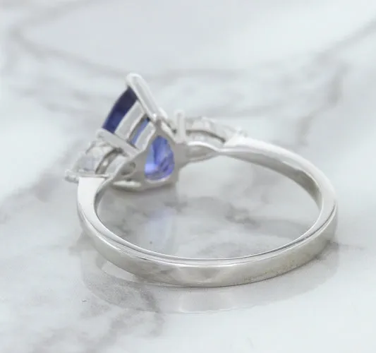 1.80ct. Pear Blue Sapphire Ring with Diamond Accents in 18K White Gold
