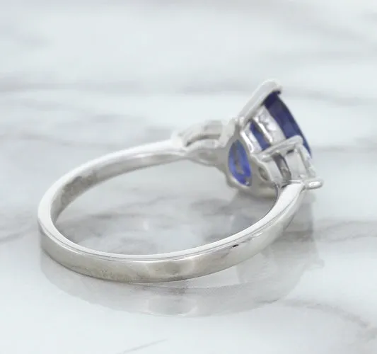 1.80ct. Pear Blue Sapphire Ring with Diamond Accents in 18K White Gold