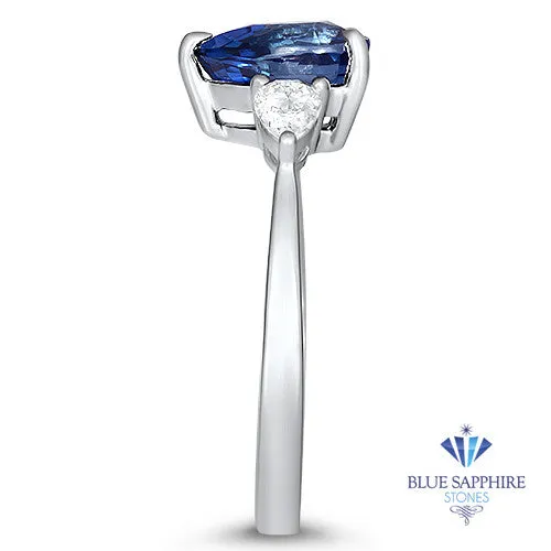 1.80ct. Pear Blue Sapphire Ring with Diamond Accents in 18K White Gold