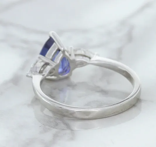 1.80ct. Pear Blue Sapphire Ring with Diamond Accents in 18K White Gold