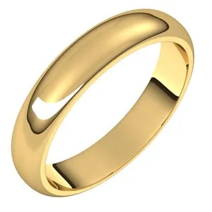 18K Yellow 4 mm Half Round Band Size 6