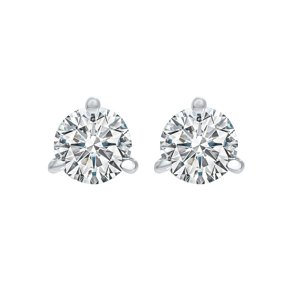 18KT White Gold & Diamond Classic Book Round Stud Earrings  - 1-1/4 ctw