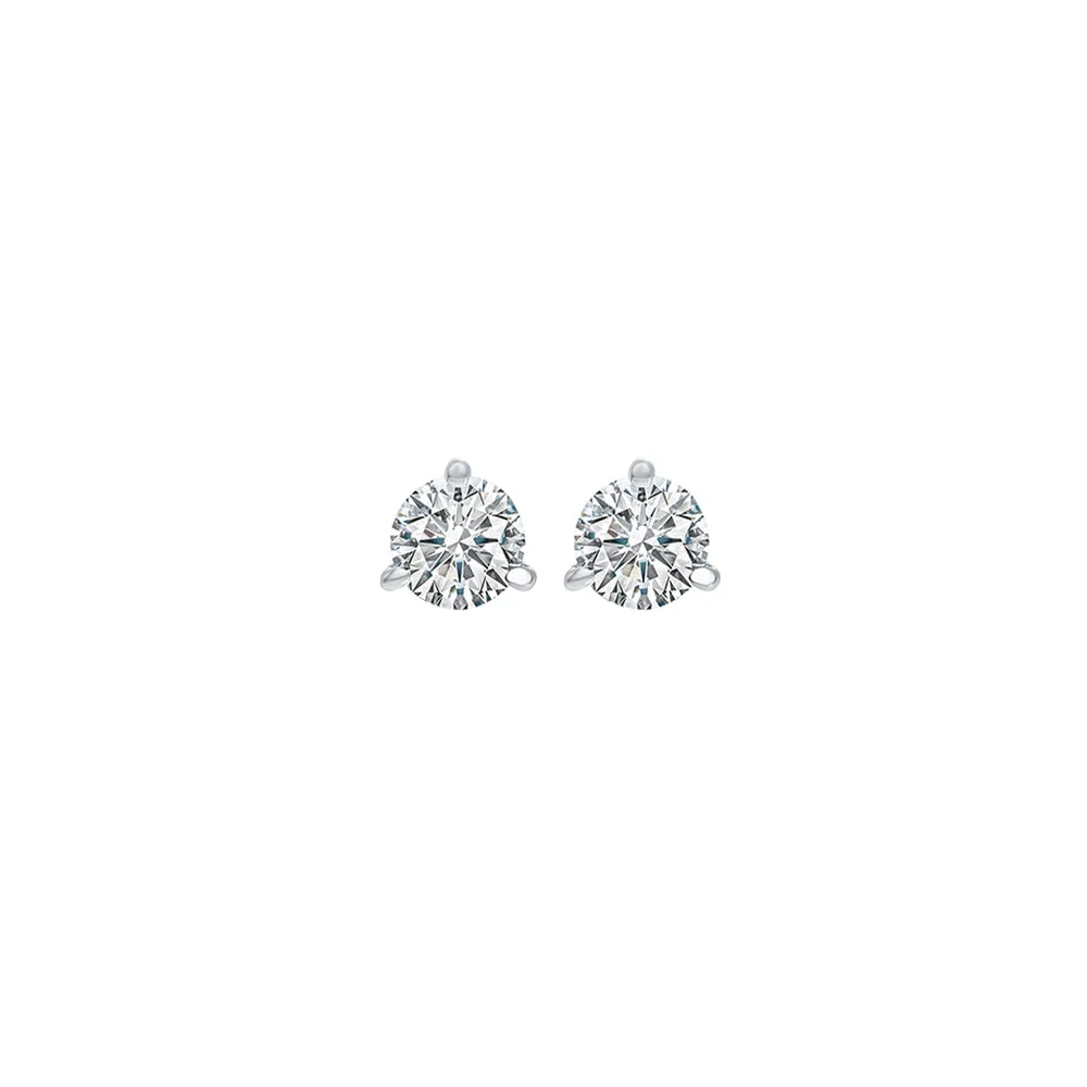 18KT White Gold & Diamond Classic Book Round Stud Earrings  - 1/10 ctw