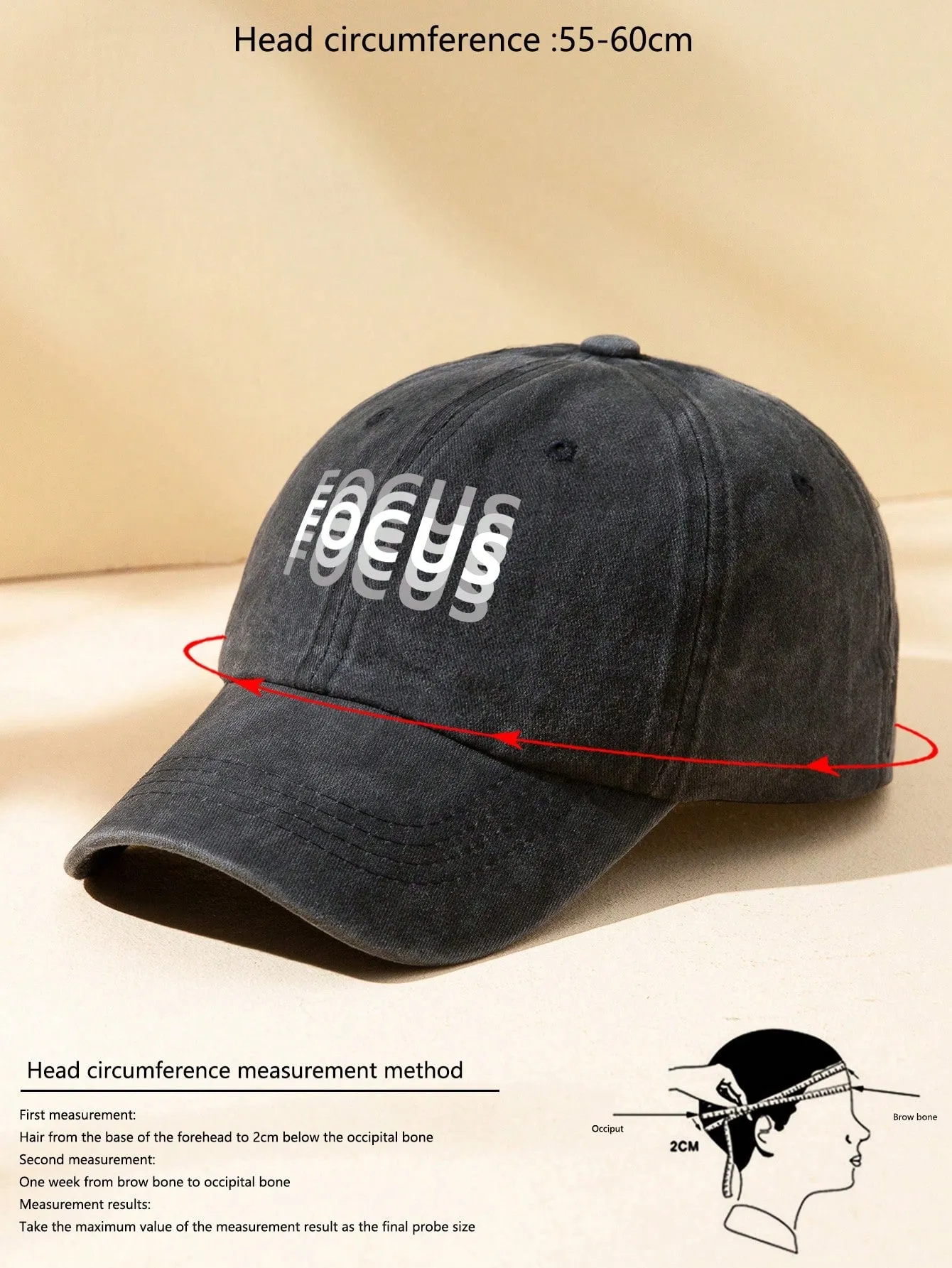 1pc Letter Printed Vintage Baseball Cap