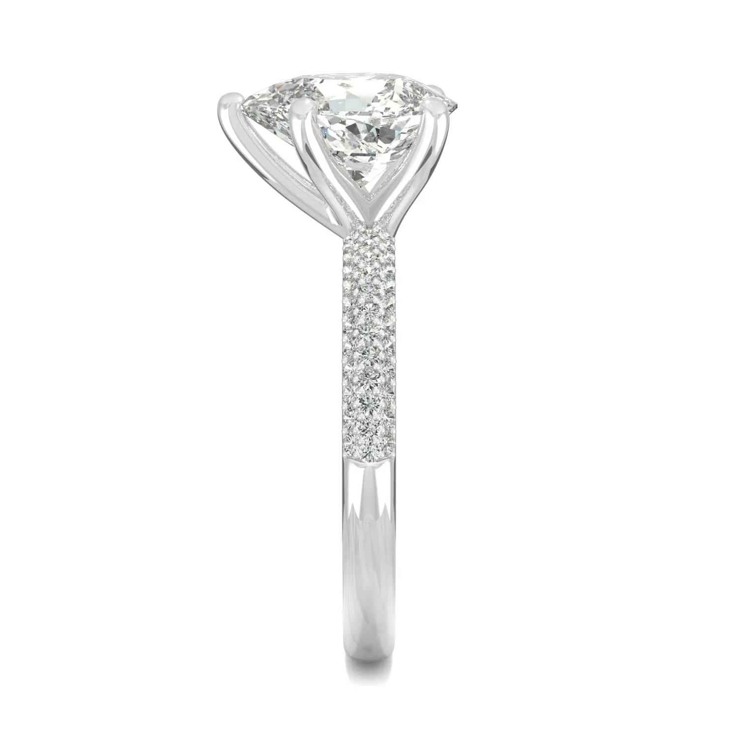 2.31 CTW DEW Pear Moissanite Pave Ring in 14K White Gold