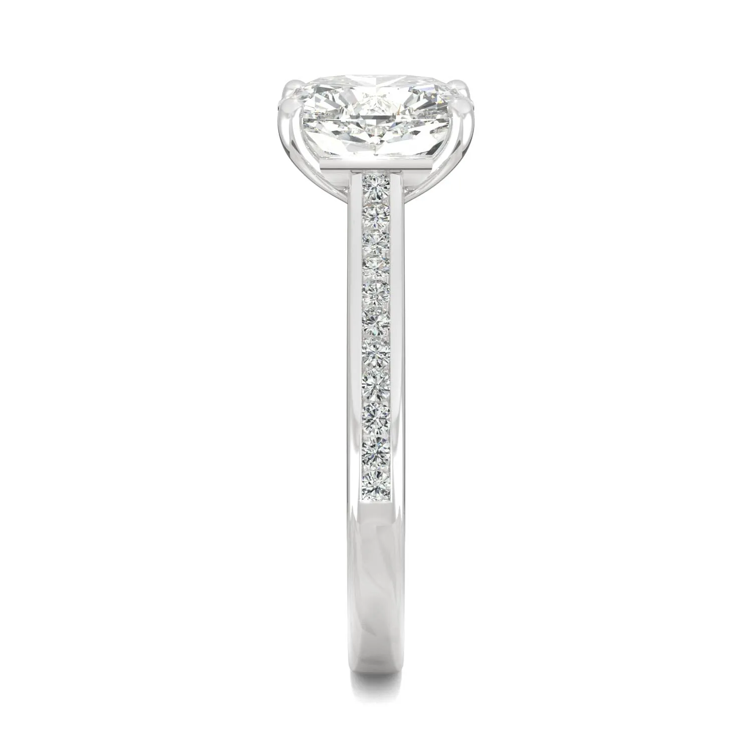 2.58 CTW DEW Cushion Moissanite Engagement Ring in 14K White Gold