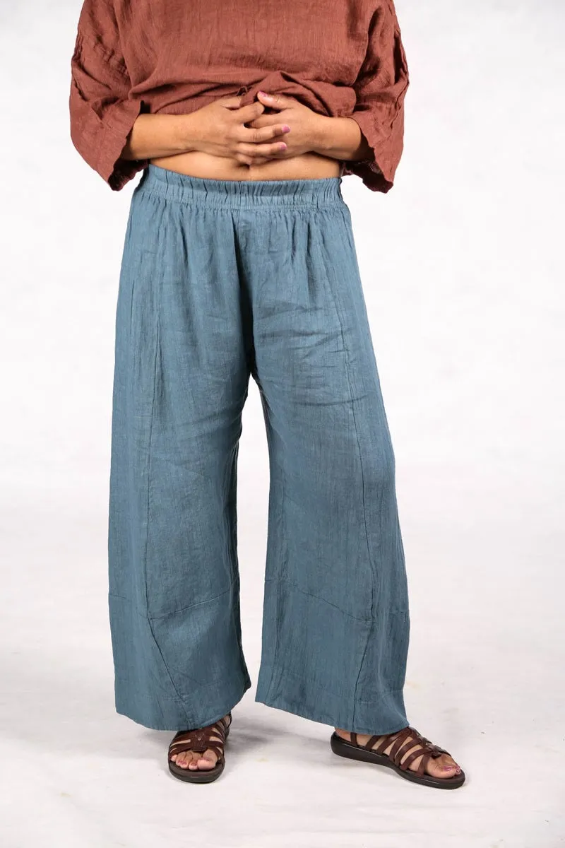 3294 Elegant Linen Pant Kingfisher-Unprinted