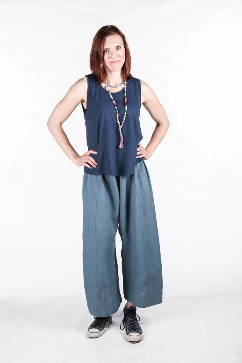 3294 Elegant Linen Pant Kingfisher-Unprinted