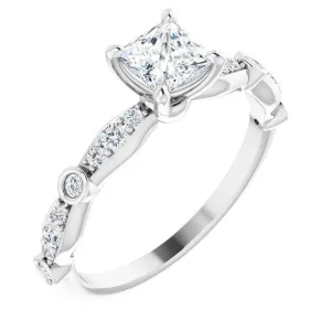 4.5 mm Square I2 Engagement Ring