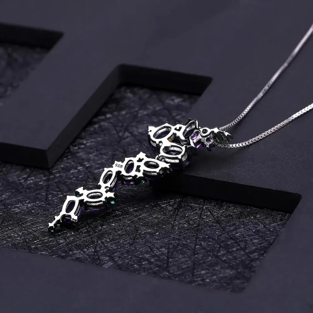 4.89Ct Natural Amethyst Vintage Gothic Punk Pendant Necklace – 925 Sterling Silver Gemstone Jewelry