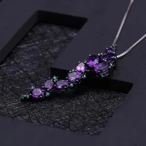 4.89Ct Natural Amethyst Vintage Gothic Punk Pendant Necklace – 925 Sterling Silver Gemstone Jewelry