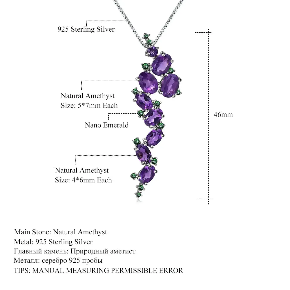 4.89Ct Natural Amethyst Vintage Gothic Punk Pendant Necklace – 925 Sterling Silver Gemstone Jewelry