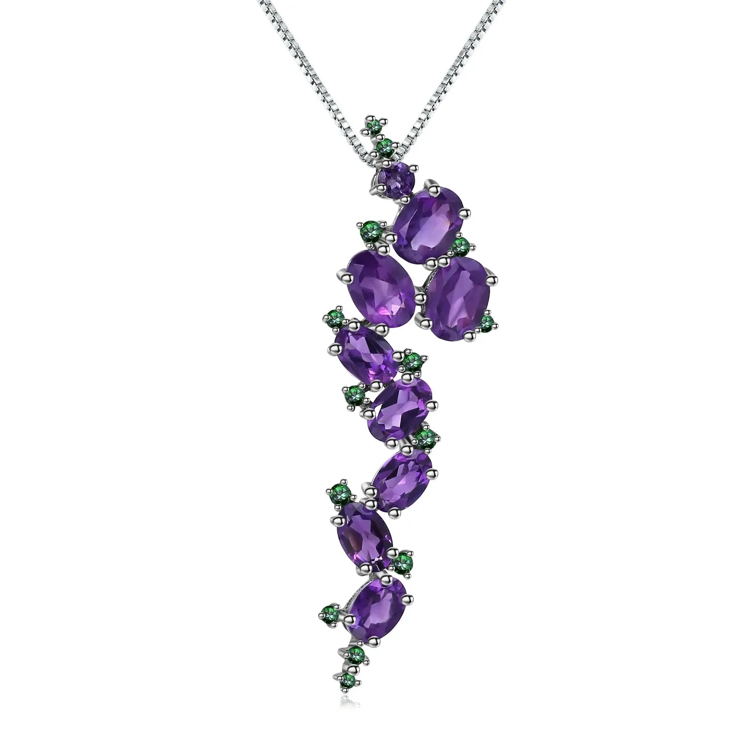 4.89Ct Natural Amethyst Vintage Gothic Punk Pendant Necklace – 925 Sterling Silver Gemstone Jewelry
