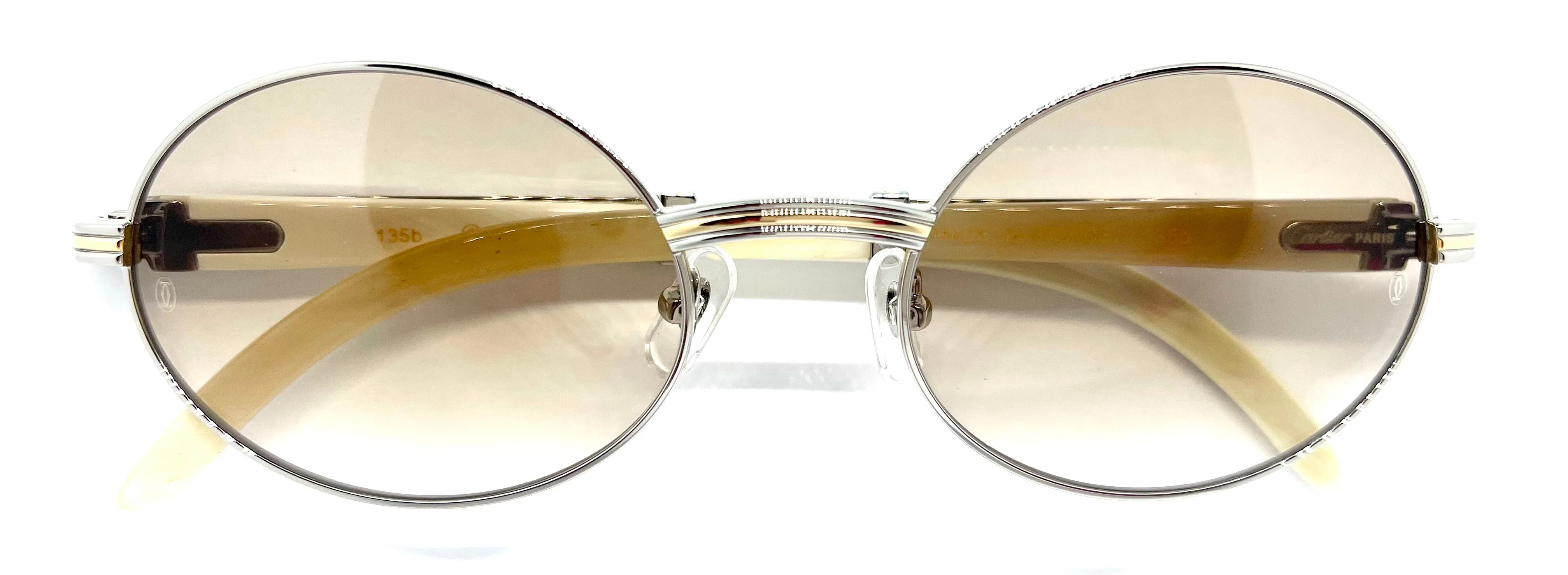 55-22 Silver White Buffalo Horn Sunglasses w/ Hennessy tint