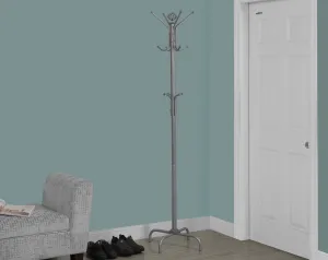 70"H SILVER METAL COAT RACK