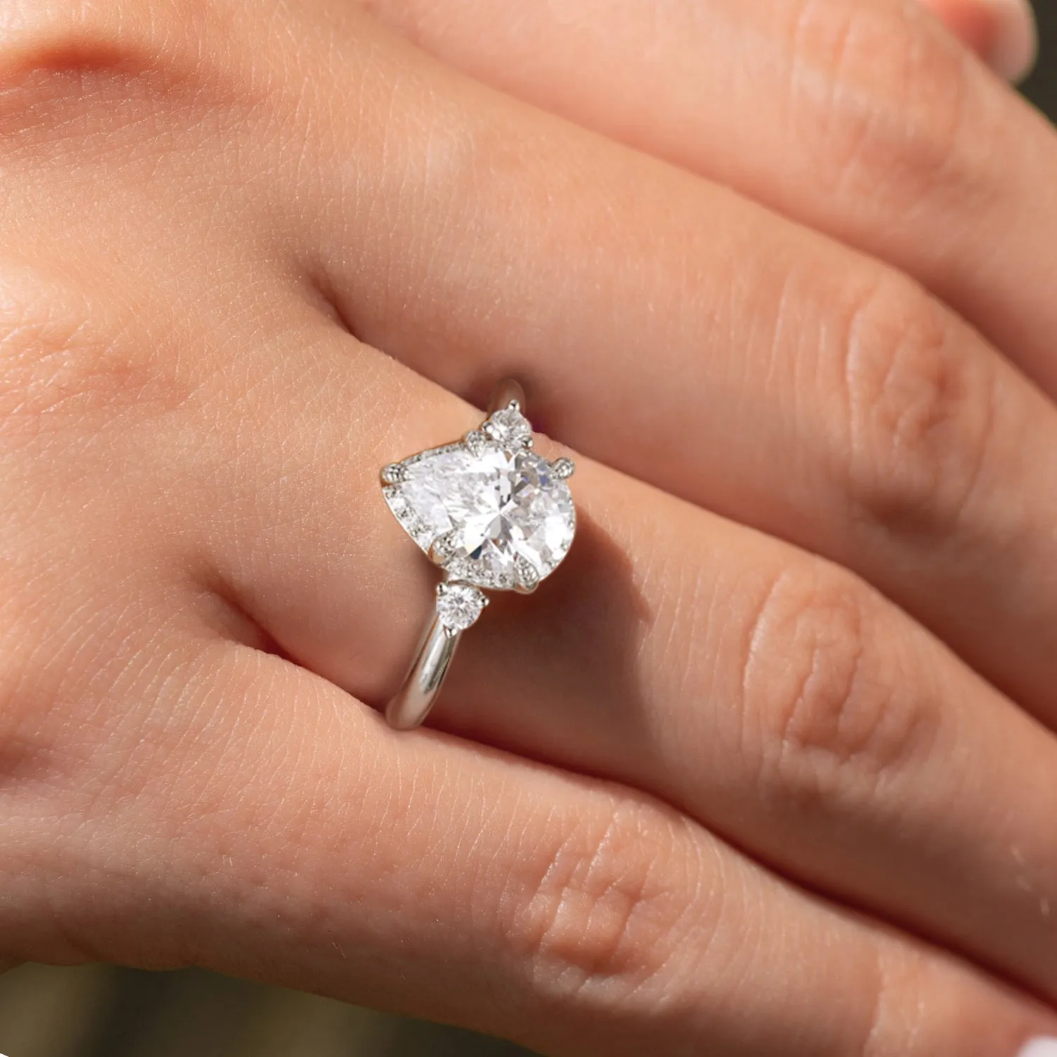 925 Sterling Silver Pear Shaped 5 Prong Gemstone Ring