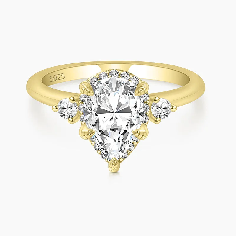 925 Sterling Silver Pear Shaped 5 Prong Gemstone Ring