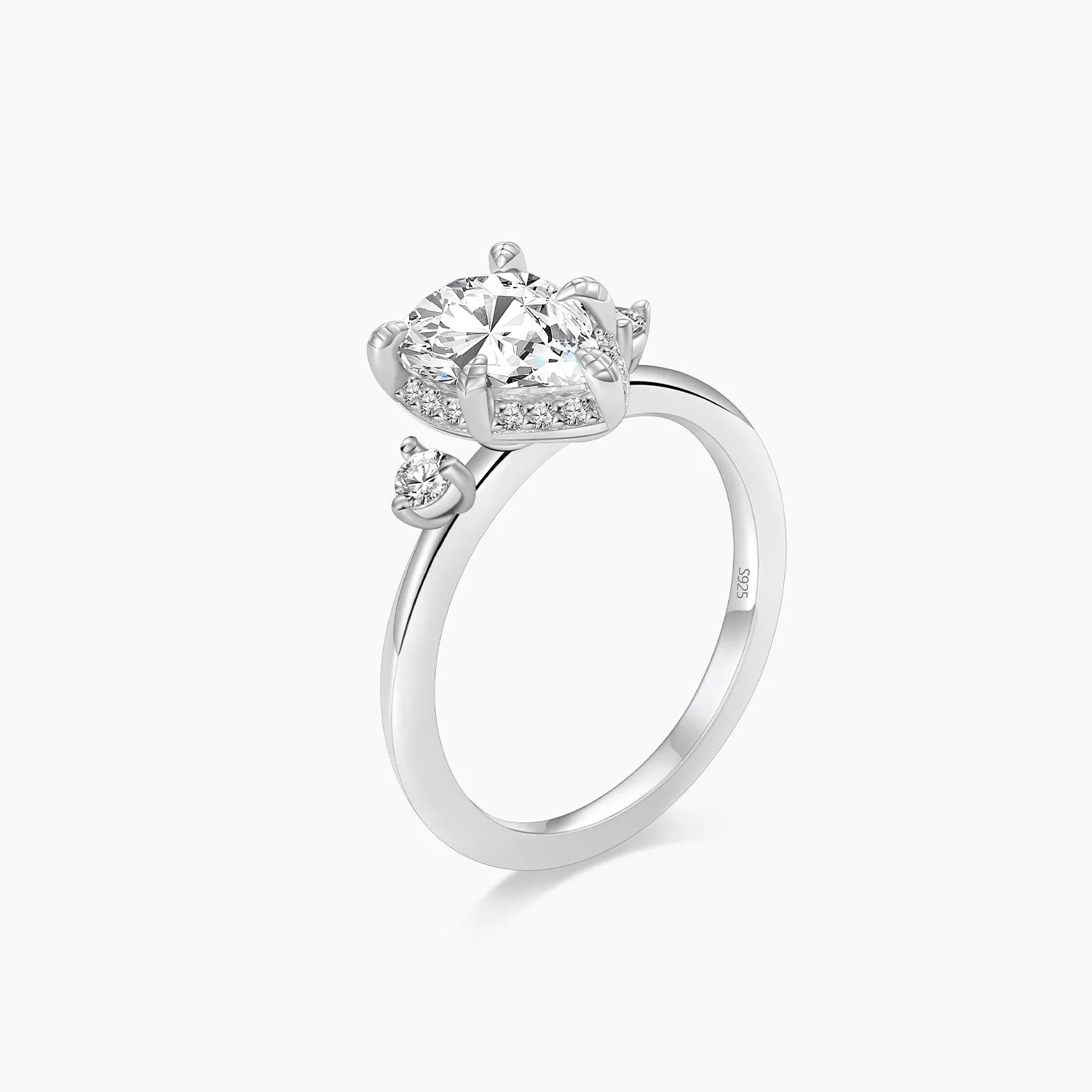 925 Sterling Silver Pear Shaped 5 Prong Gemstone Ring
