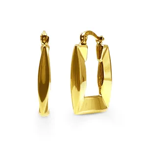 9ct Yellow Gold Silver Filled Wave Square Hoop Earrings