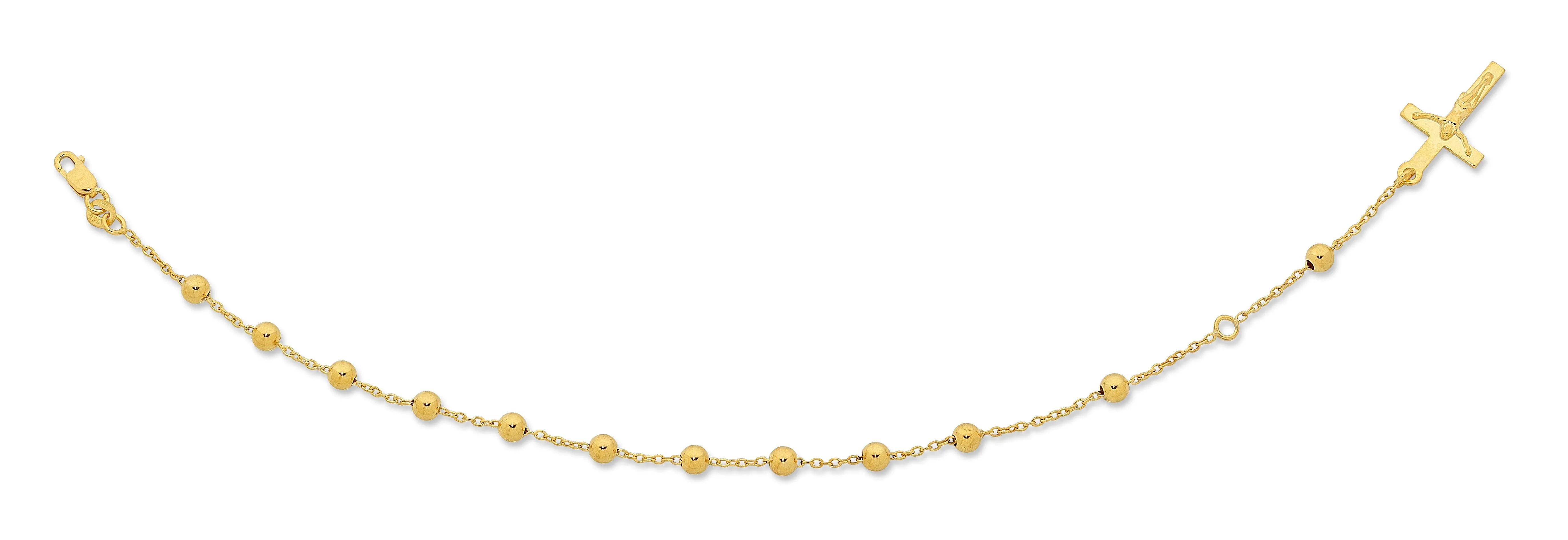 9ct Yellow Gold Silver Infused Rosary Bracelet