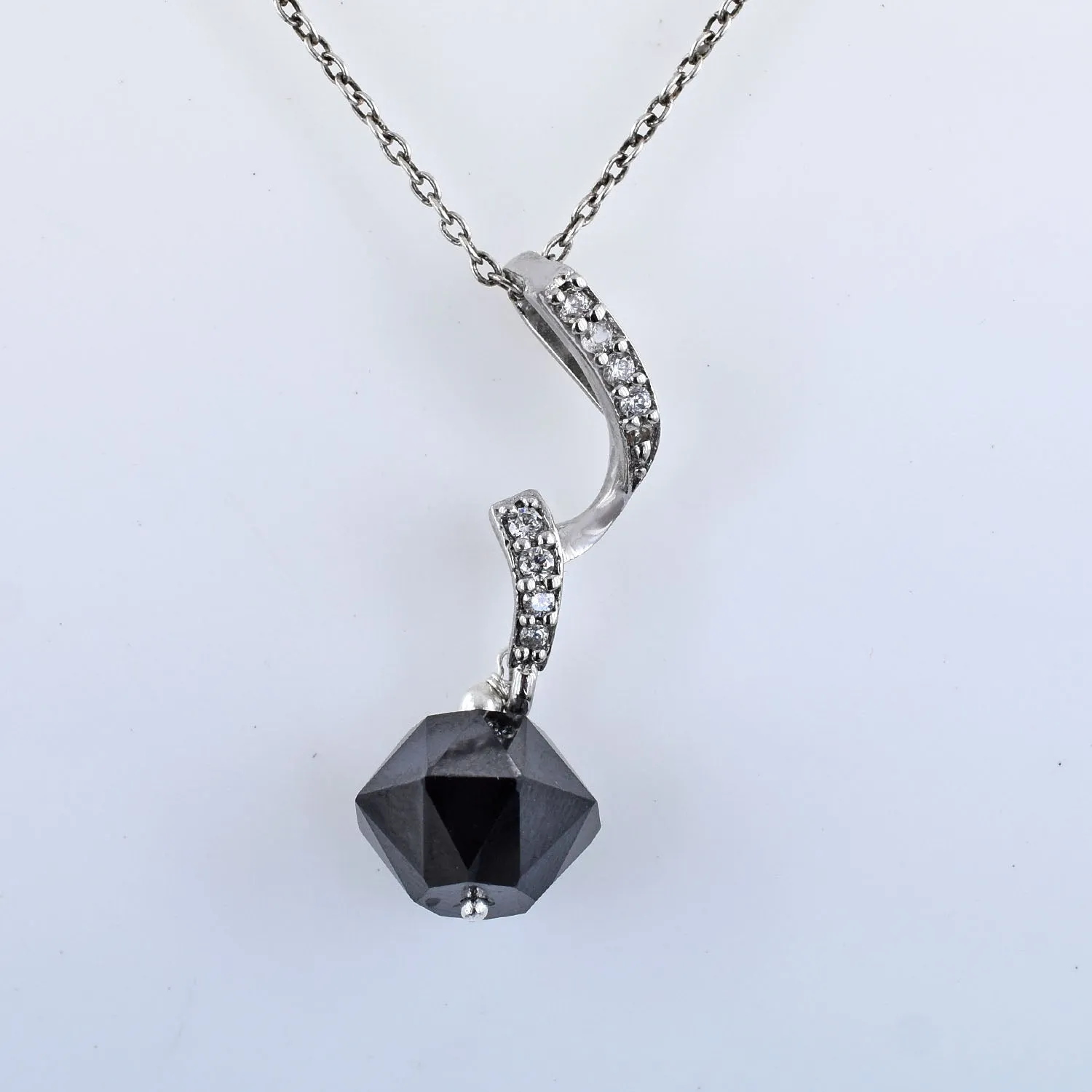 AAA Quality Certified Black Diamond Solitaire Pendant in Signity Stones Elegant Style