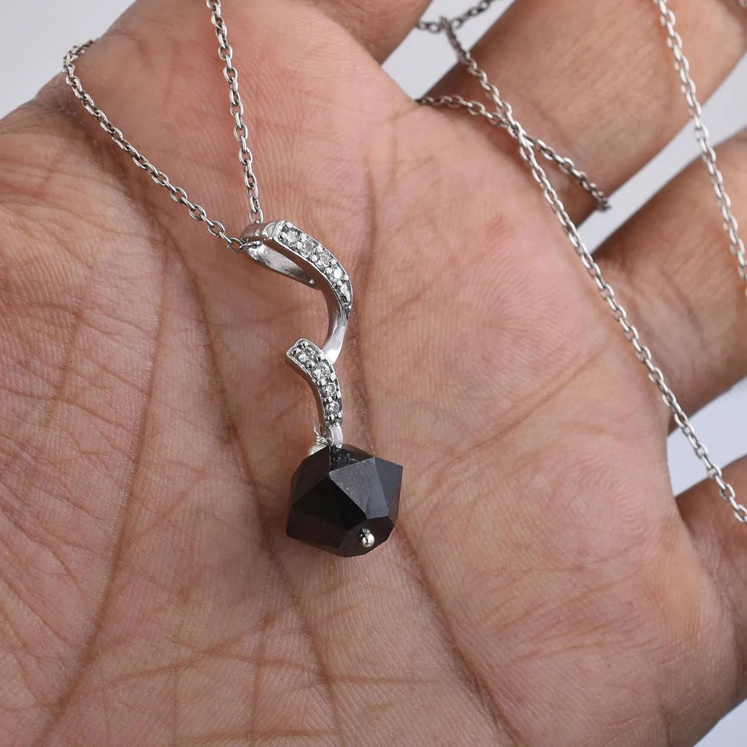 AAA Quality Certified Black Diamond Solitaire Pendant in Signity Stones Elegant Style