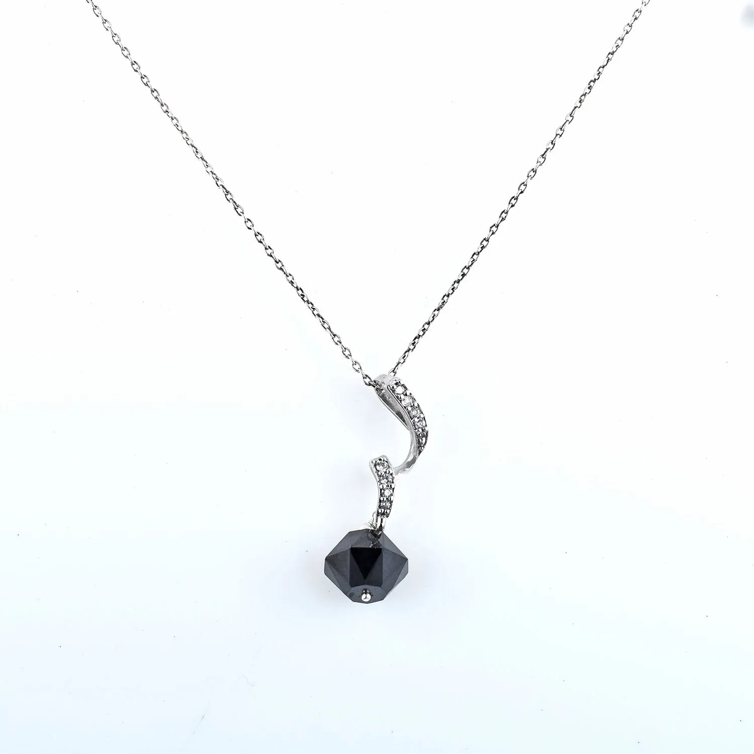 AAA Quality Certified Black Diamond Solitaire Pendant in Signity Stones Elegant Style