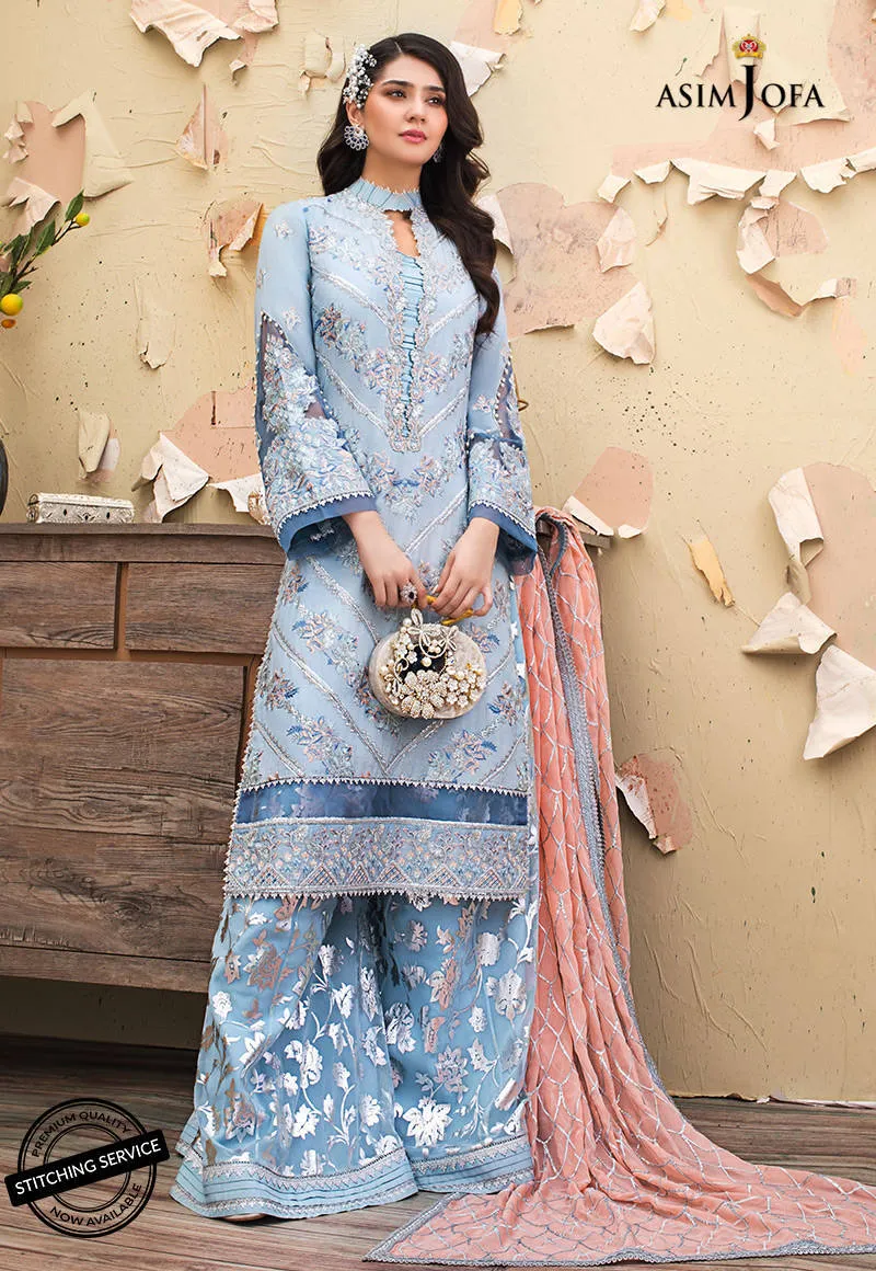 AJLE-02 | Asim Jofa Chiffon Collection 2021 Limited Edition | Unstitched Embroidered Chiffon Suits