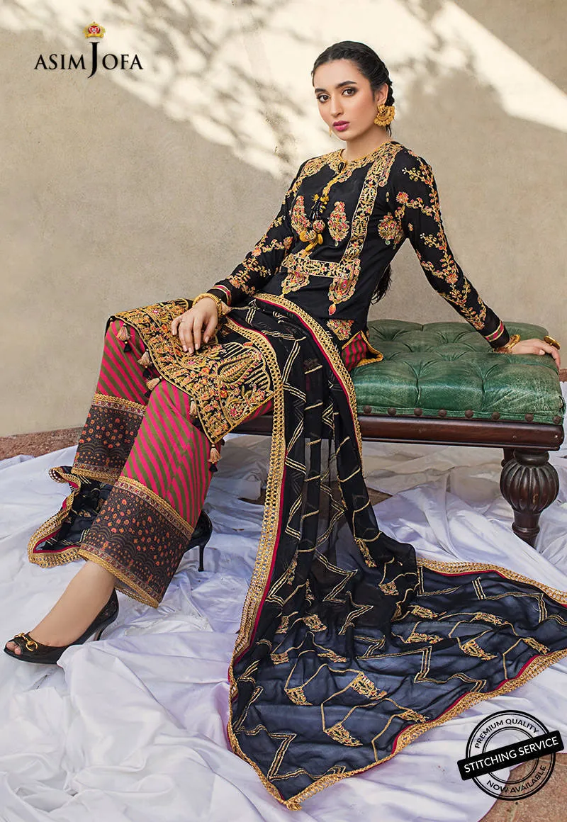 AJLE-15 |  Asim Jofa Chiffon Collection 2021 Limited Edition Vol 2 | Unstitched Embroidered Chiffon Suits