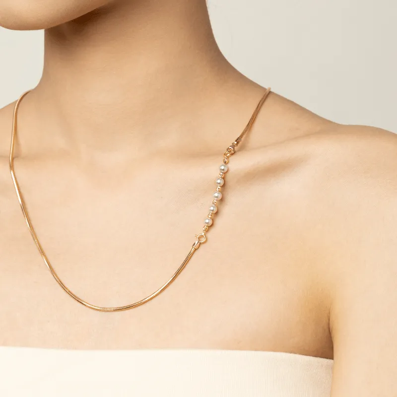 Akoya Pearl 18K Gold Elegant Style Extender Chain Necklace