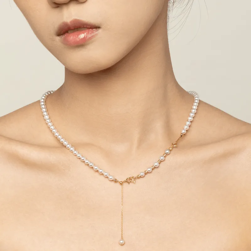 Akoya Pearl 18K Gold Elegant Style Extender Chain Necklace