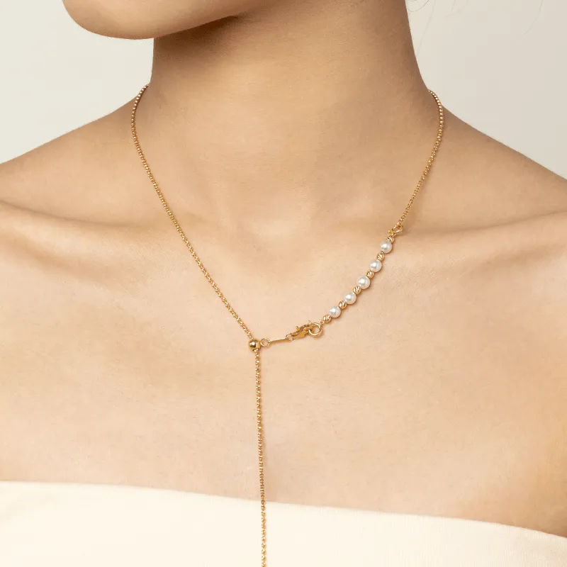 Akoya Pearl 18K Gold Elegant Style Extender Chain Necklace