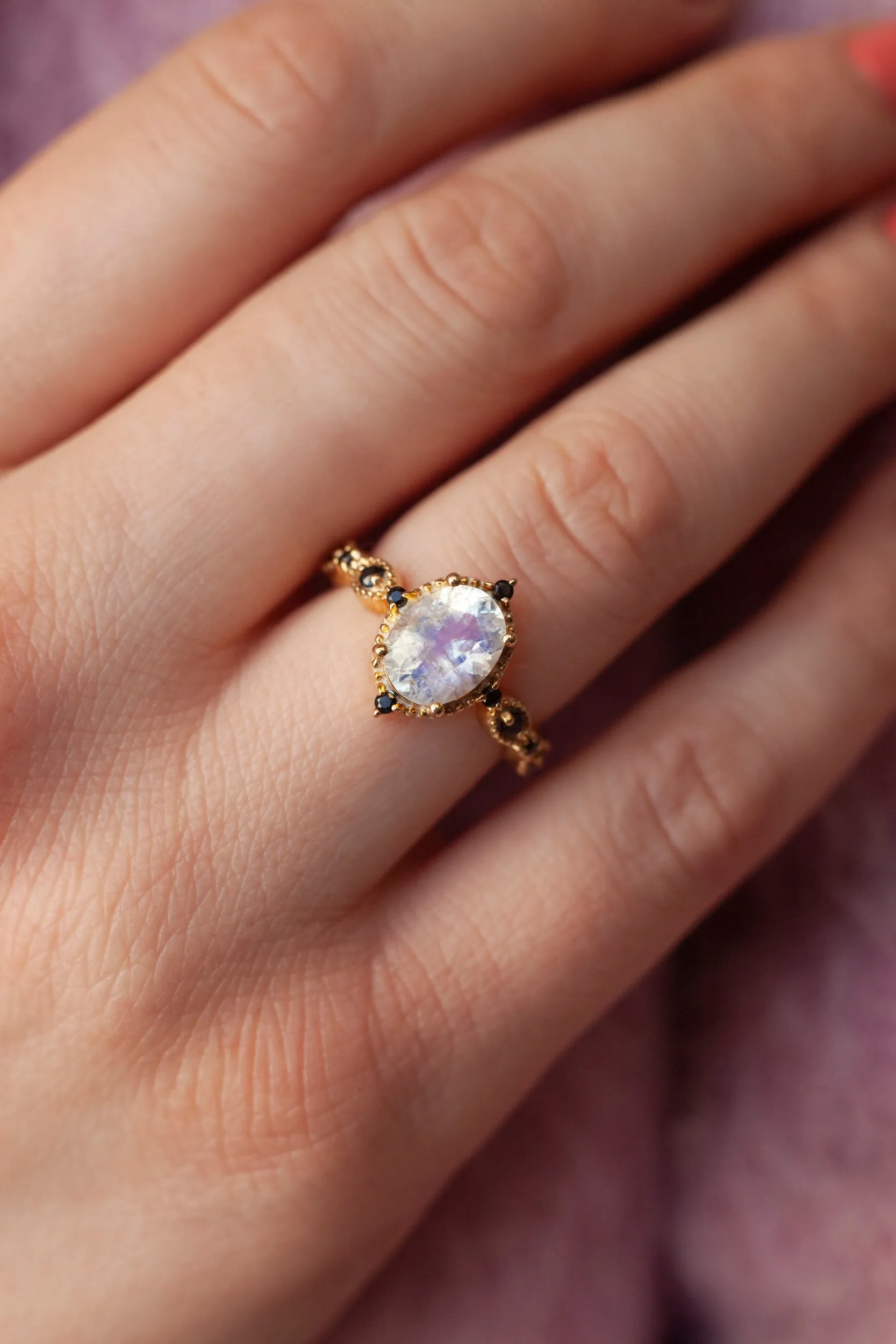 Amelia Oval Vintage Inspired Moonstone Ring