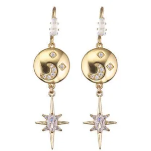 Angela D'Arcy Gold Solar Star Drop Earrings