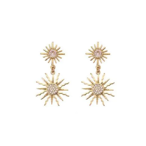 Angela D'Arcy Gold Sun Burst Earrings