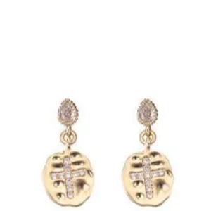 Angela D'Arcy Gold Textured Drop Earrings