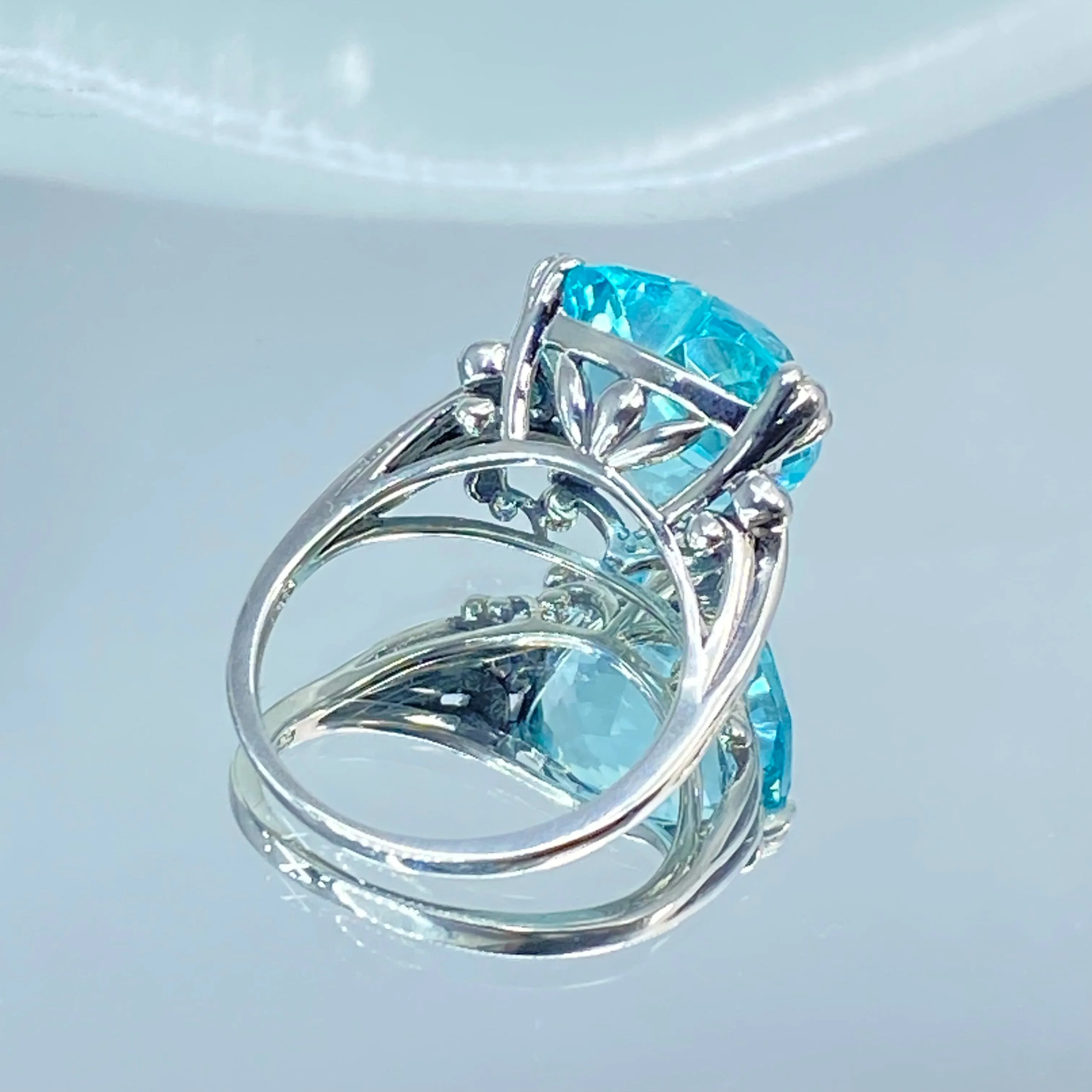 Aquamarine Heart Ring, Art Deco Jewelry #D213