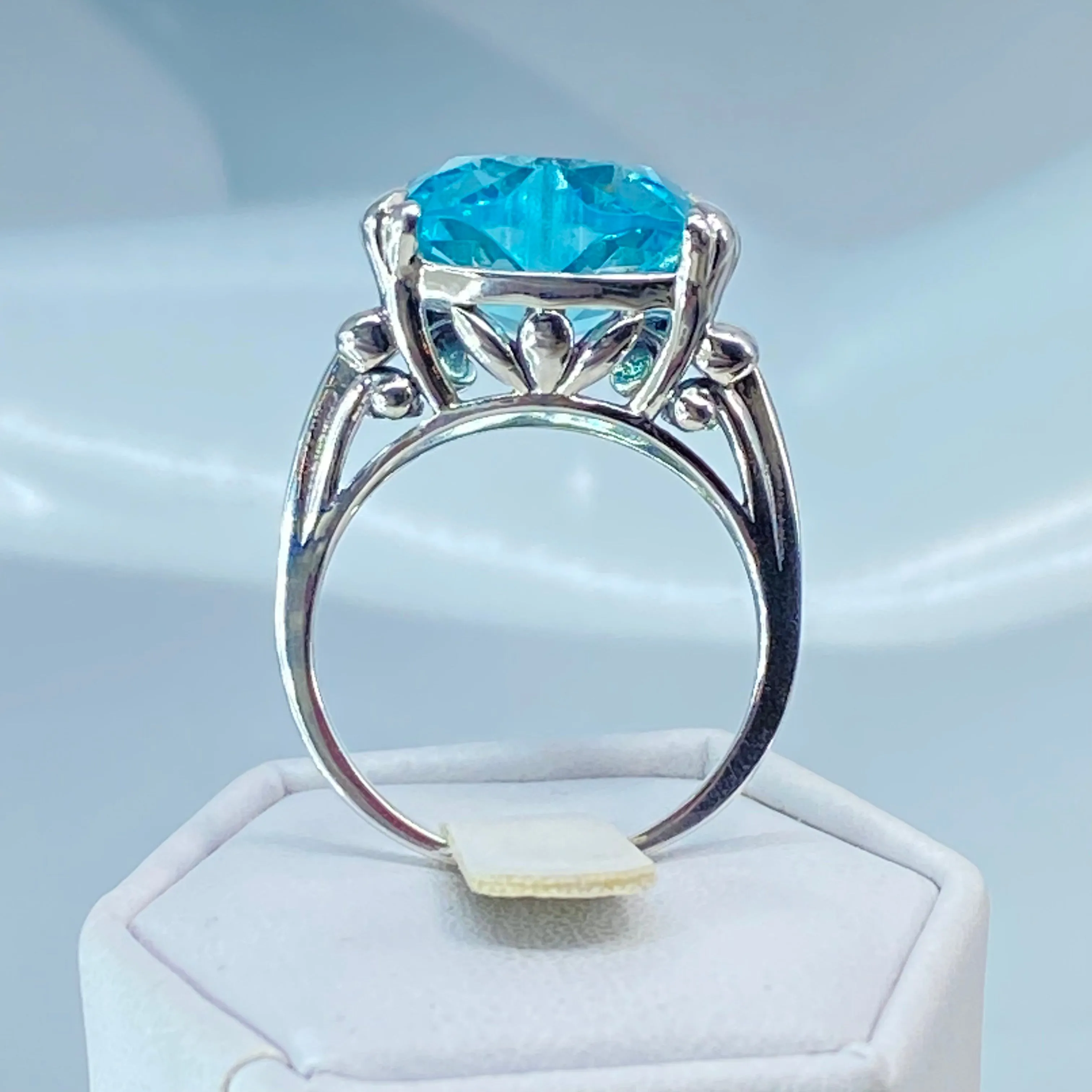 Aquamarine Heart Ring, Art Deco Jewelry #D213