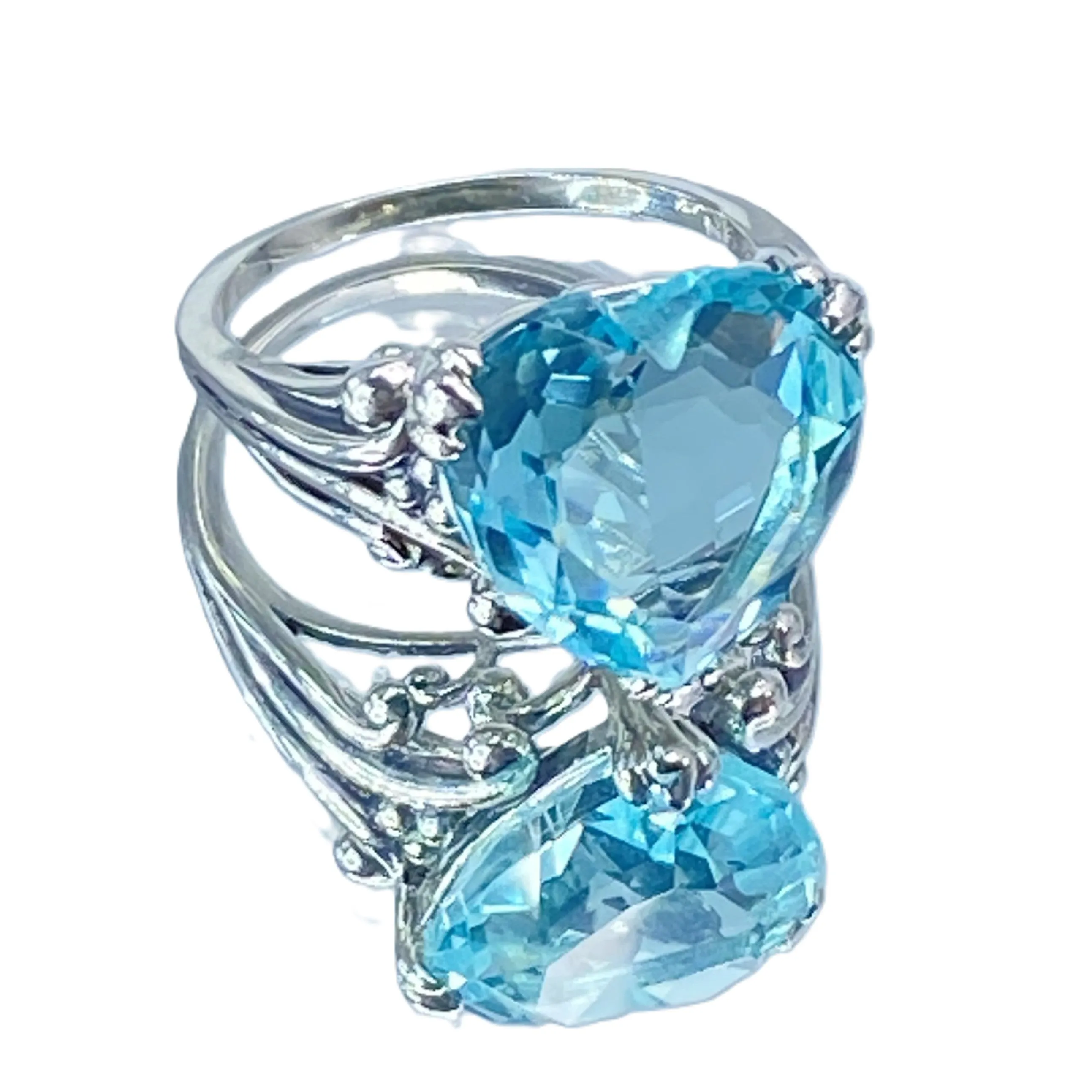 Aquamarine Heart Ring, Art Deco Jewelry #D213