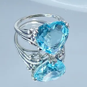 Aquamarine Heart Ring, Art Deco Jewelry #D213