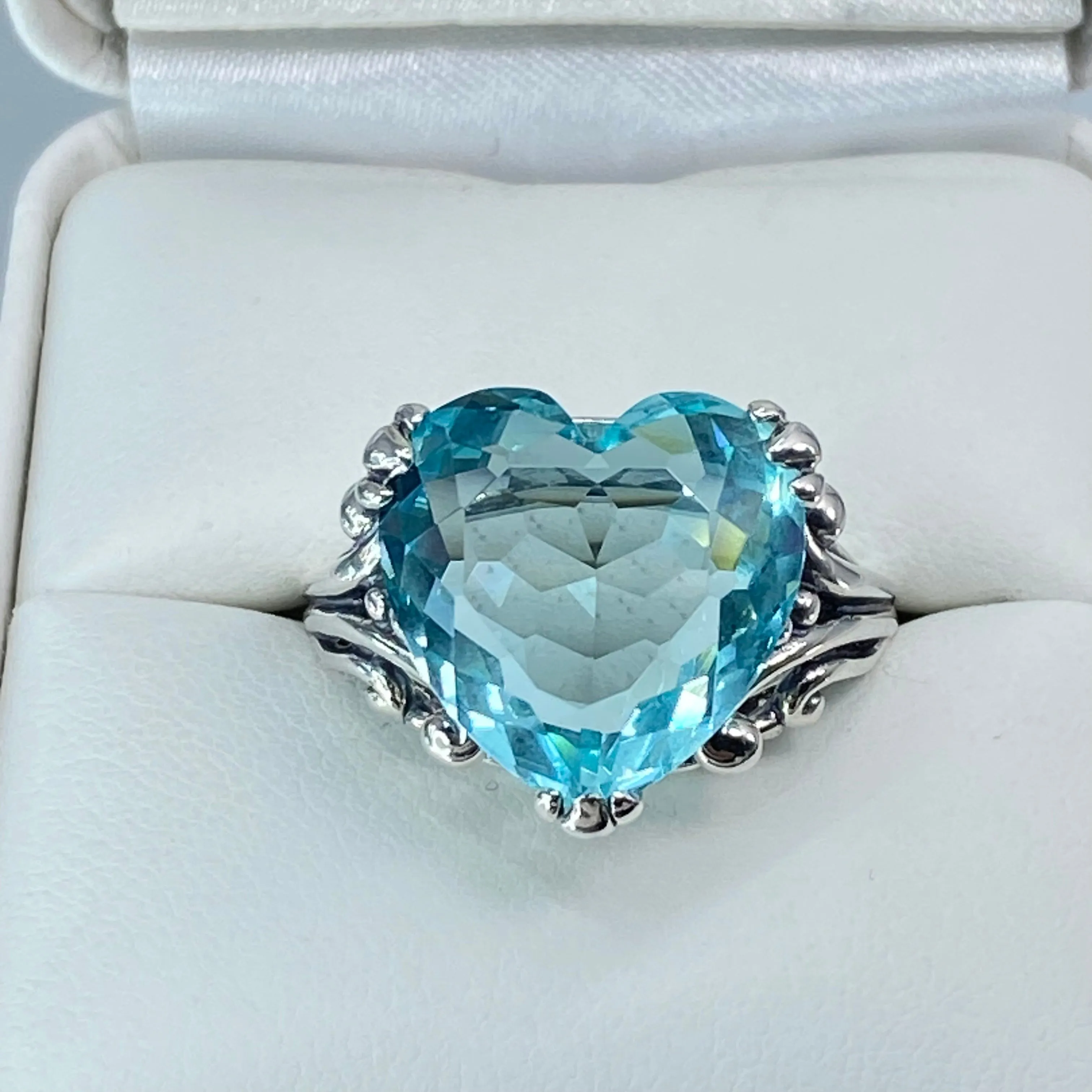Aquamarine Heart Ring, Art Deco Jewelry #D213