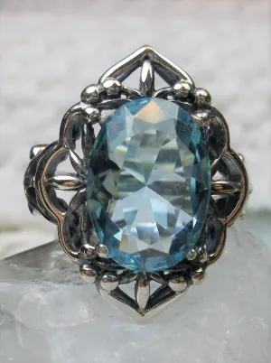 Aquamarine Ring, Gothic Filigree Ring - Vintage Style Ring D98
