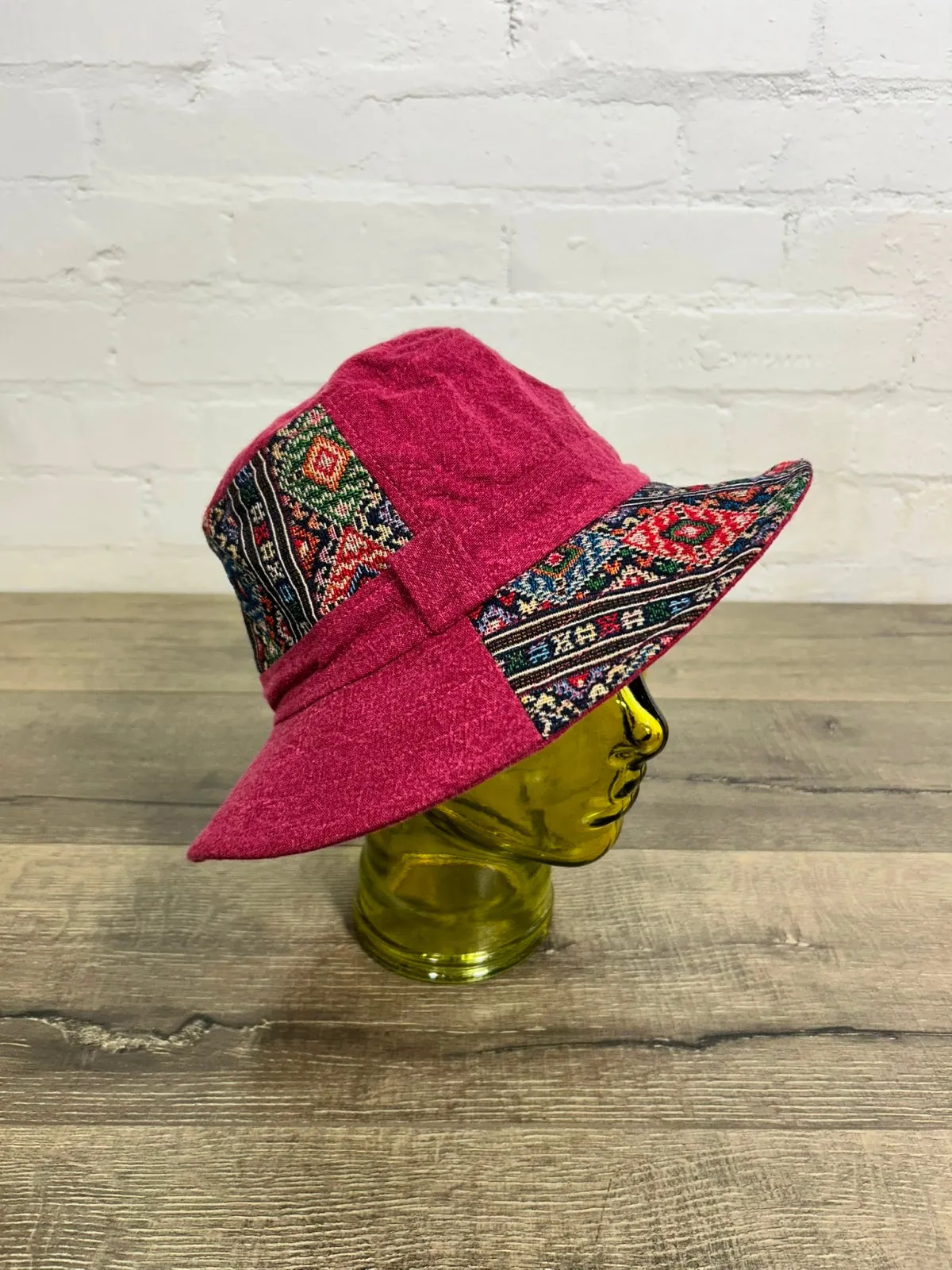 Assorted Patch Wide Brim Hat