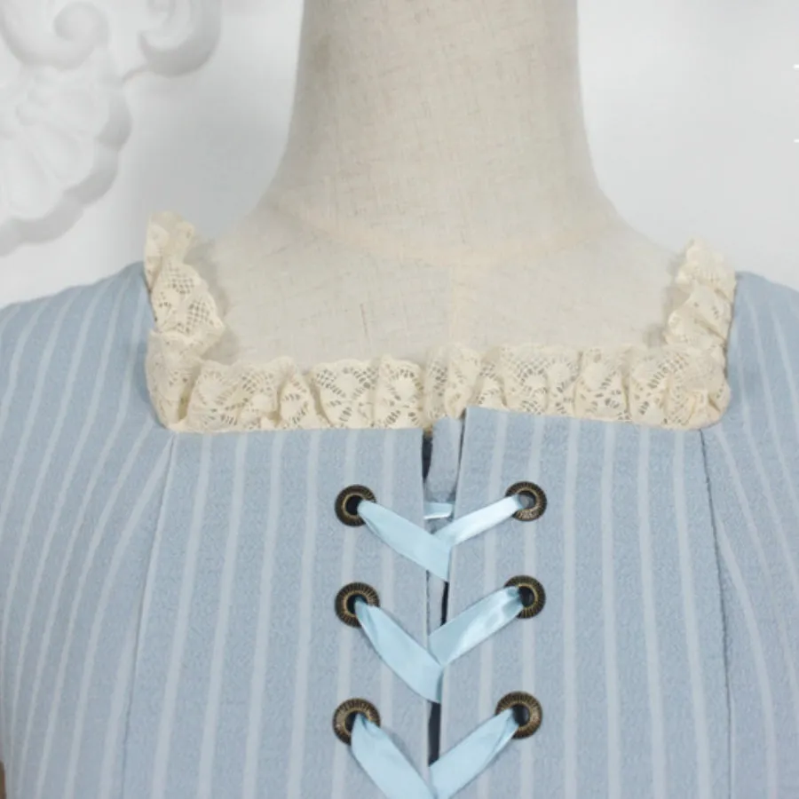 Autumn Vintage Stripe Lolita Long-sleeved Dress