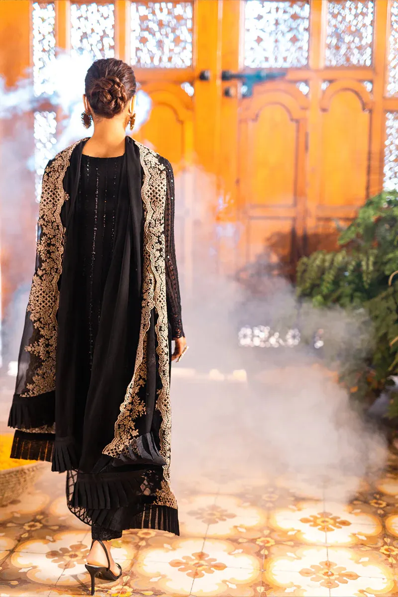 Azure Onyx Dove Iqra Aziz sequence  Chiffon Embroidered Luxe Festive Collection