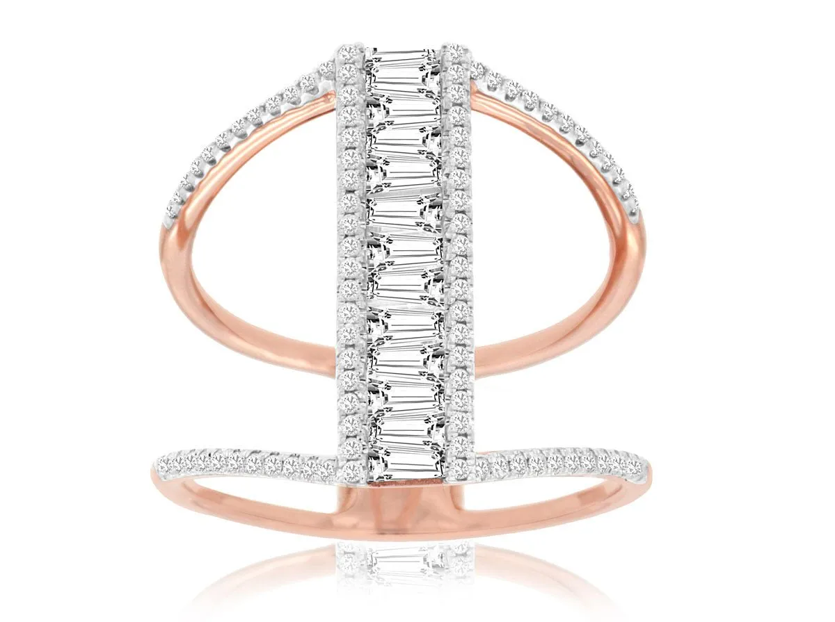 Baguette Center Diamond Right Hand Ring
