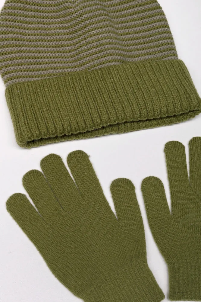 Beanie And Gloves Set Green