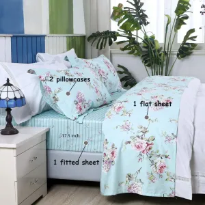 Bedding Sheet Set-Blue Floral