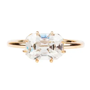 Bell & Bird Handmade Travel Mount Ring with Elongated Old Mine Cut Diamond
